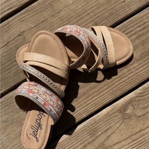 Jellypop Tan Beaded Multi-Accent Slide Sandals